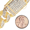 14K Yellow Gold Handmade Hollow Cuban Curb Chain Necklace with Natural Diamonds