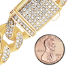 14K Yellow Gold Handmade Hollow Cuban Curb Chain Necklace with Natural Diamonds