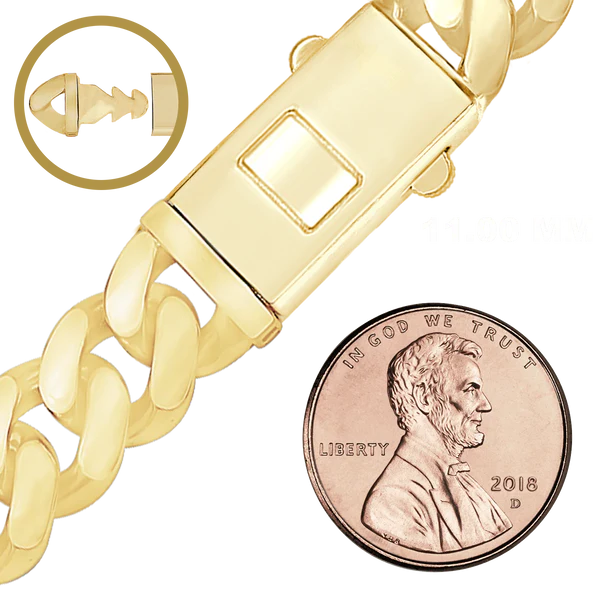 14K Yellow Gold Handmade Hollow Cuban Curb Chain Necklace