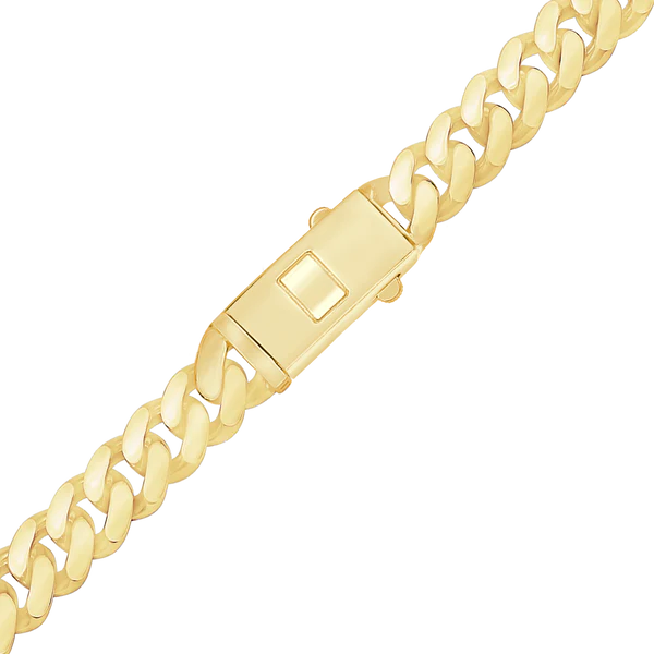 14K Yellow Gold Handmade Hollow Cuban Curb Chain Necklace