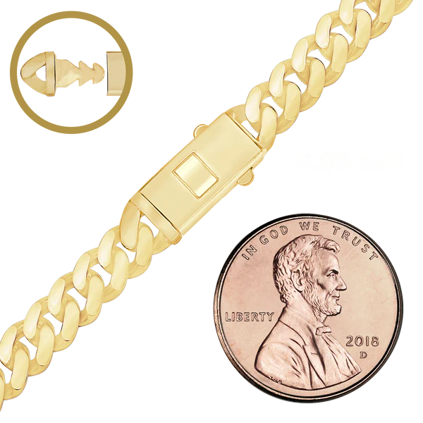 14K Yellow Gold Handmade Hollow Cuban Curb Chain Necklace