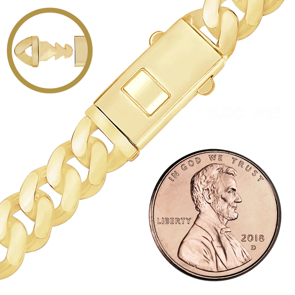 14K Yellow Gold Handmade Hollow Cuban Curb Chain Necklace