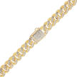 14K Yellow Gold Handmade Hollow Cuban Curb Chain Necklace with Natural Diamonds