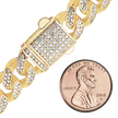 14K Yellow Gold Handmade Solid Cuban Curb Chain Necklace with Natural Diamonds
