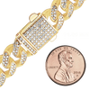 14K Yellow Gold Handmade Solid Cuban Curb Chain Necklace with Natural Diamonds