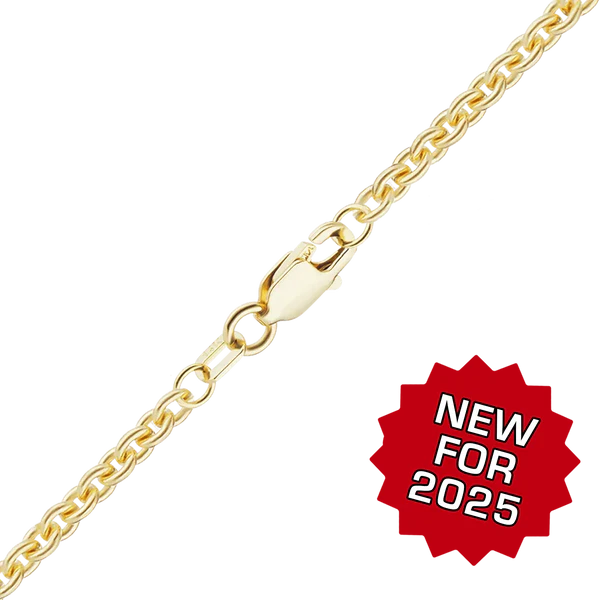 14K Yellow Gold Heavy Round Hollow Cable Chain Necklace