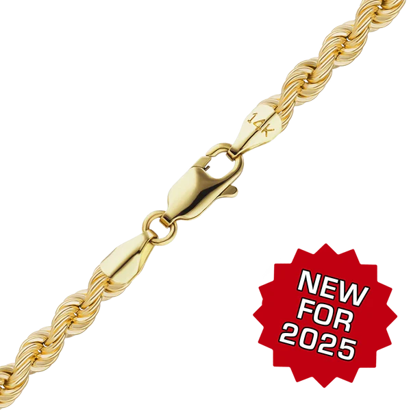 14K Yellow Gold Handmade Hollow Rope Chain Necklace