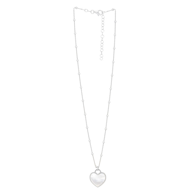 Silver & Mother of Pearl Heart Pendant Necklace