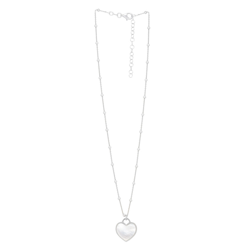 Silver & Mother of Pearl Heart Pendant Necklace