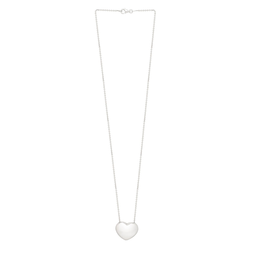 Silver Puffy Heart Necklace