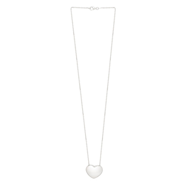 Silver Puffy Heart Necklace