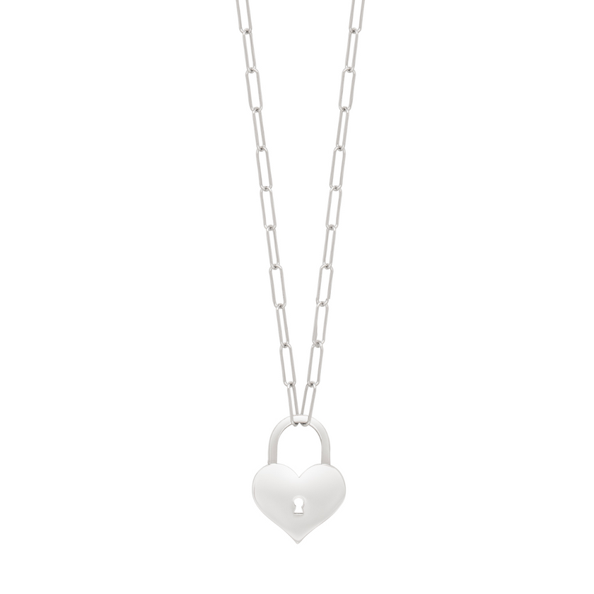 Silver Padlock Heart Necklace