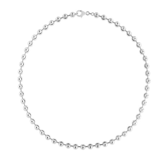 Sterling Silver 6mm Mooncut Bead Chain Necklace Rhodium