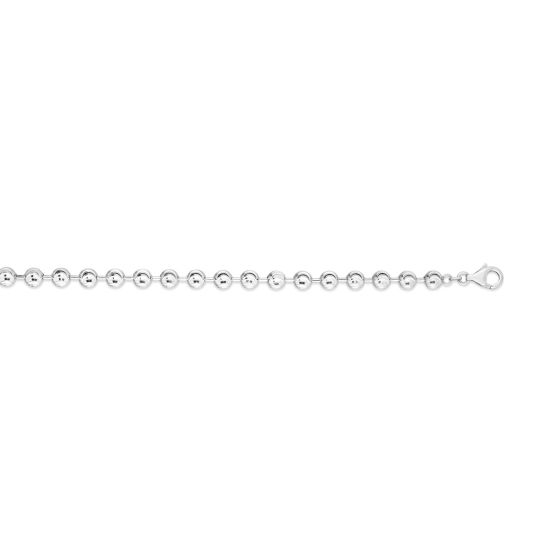 Sterling Silver 6mm Mooncut Bead Chain Bracelet - Rhodium