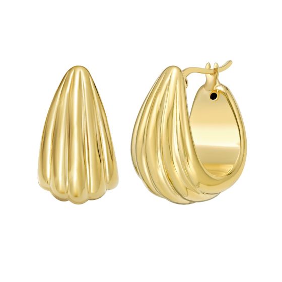 Gold Over Silver Scalloped Hoop Earring