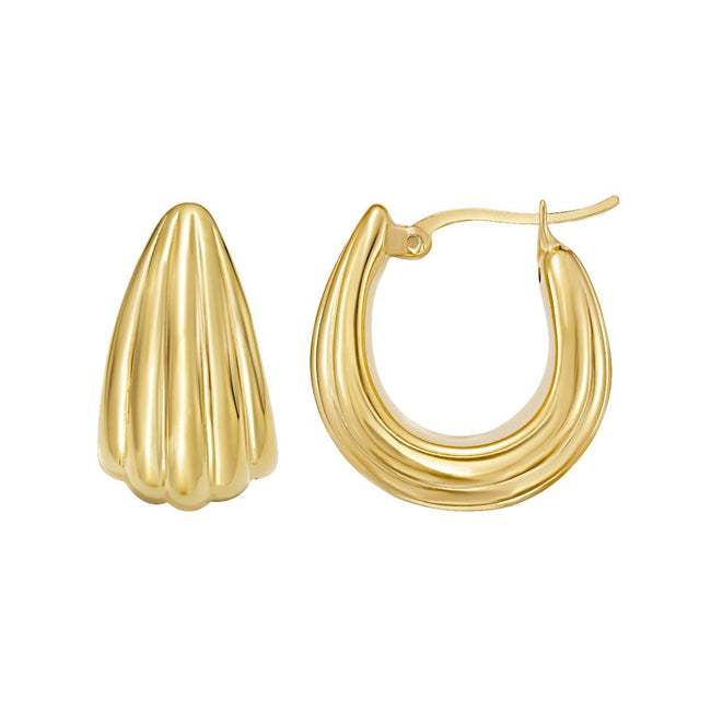 Gold Over Silver Scalloped Hoop Earring