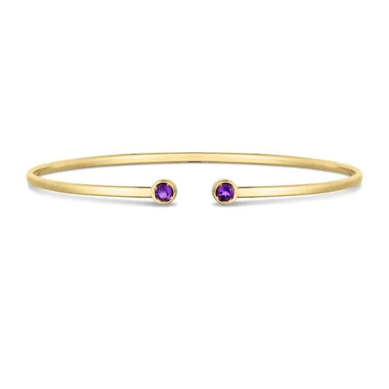 14K Amethyst Open Cuff Bangle