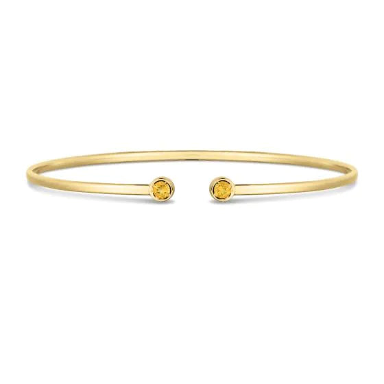 14K Citrine Open Cuff Bangle