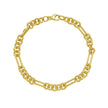 14K Yellow Gold Polished Five Rounds and 1 Paperclip Link Fancy Chain with Lobster Clasp