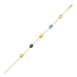 14K Oval Gem & Bead Bracelet