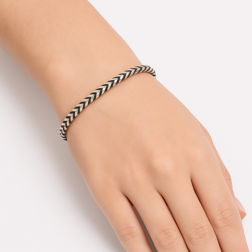 Italian Silver Gun Metal Franco Chain