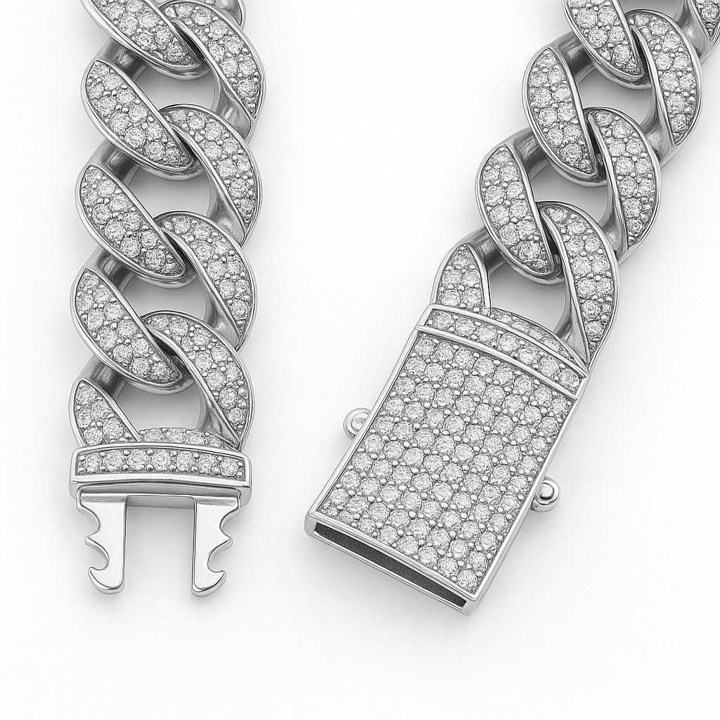 925 Sterling Silver Moissanite Chain 17mm Necklace
