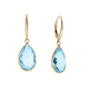 14K Gold Blue Topaz Pear Drop Earrings