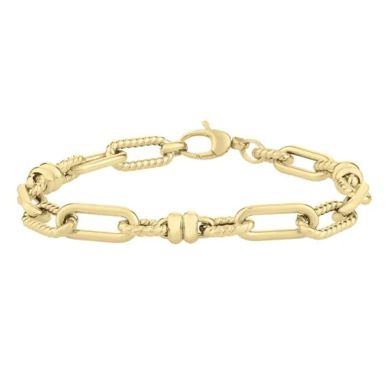 14K Alternating Link Rondel Bracelet