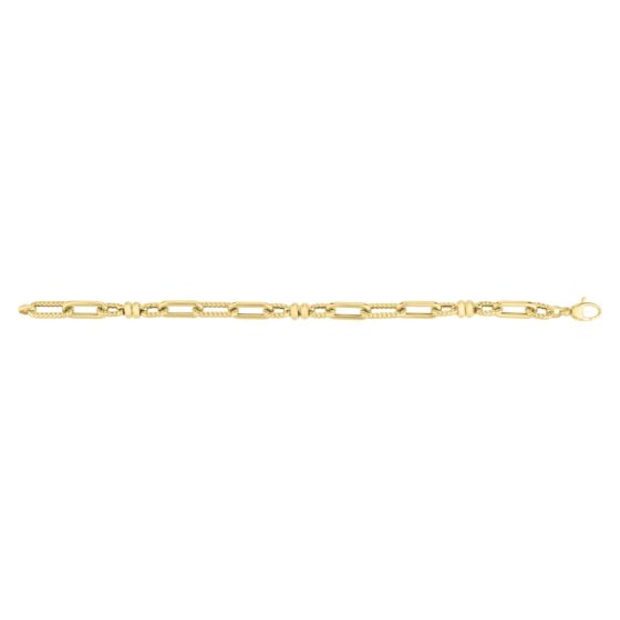 14K Alternating Link Rondel Bracelet