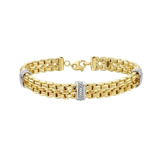 14K TT Venetian Box Double Row Bracelet