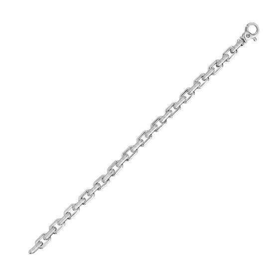 Silver Textured Rectangle Link Bracelet