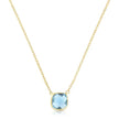 14K Gold Blue Topaz Cushion Solitaire Necklace