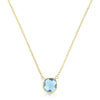 14K Gold Blue Topaz Cushion Solitaire Necklace