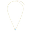 14K Gold Blue Topaz Cushion Solitaire Necklace