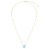 14K Gold Blue Topaz Cushion Solitaire Necklace