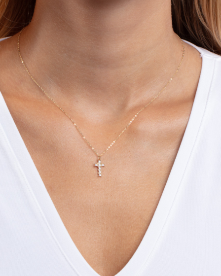 Diamon'Oro Faith Cross Necklace