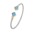 Clover Radiance Silver & 18K Cuff Bangle with Turquoise