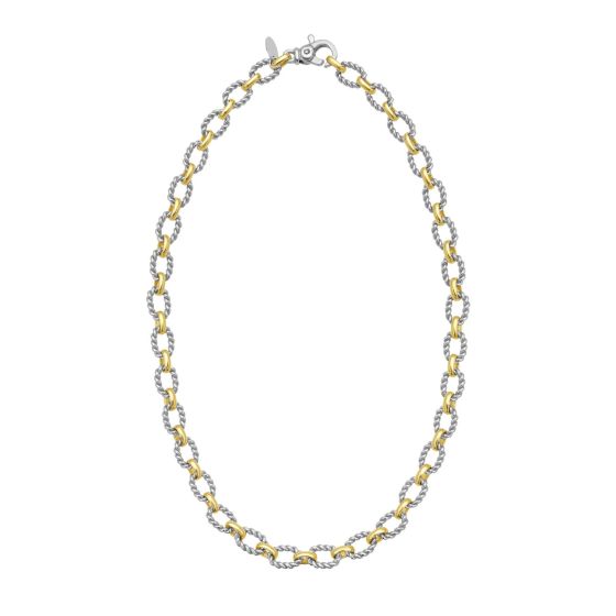 Silver & 18K Oval Link Chain