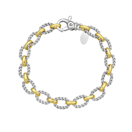 Silver & 18K Oval Link Chain