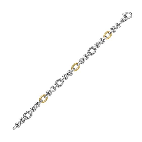 Silver & 18K Gold XO Links Cable Chain