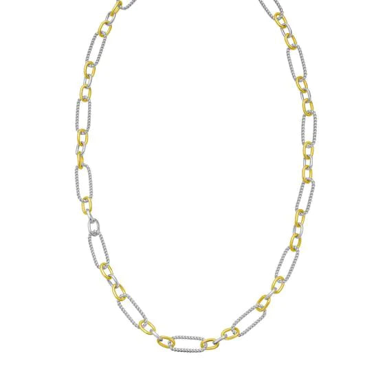 Silver & 18K Large Alternating Figaro Chain
