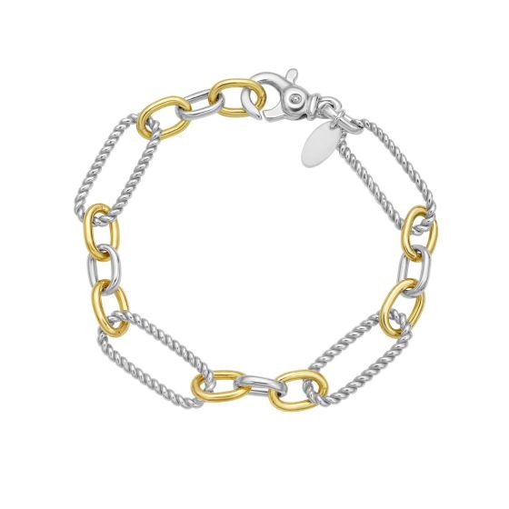 Silver & 18K Large Alternating Figaro Chain