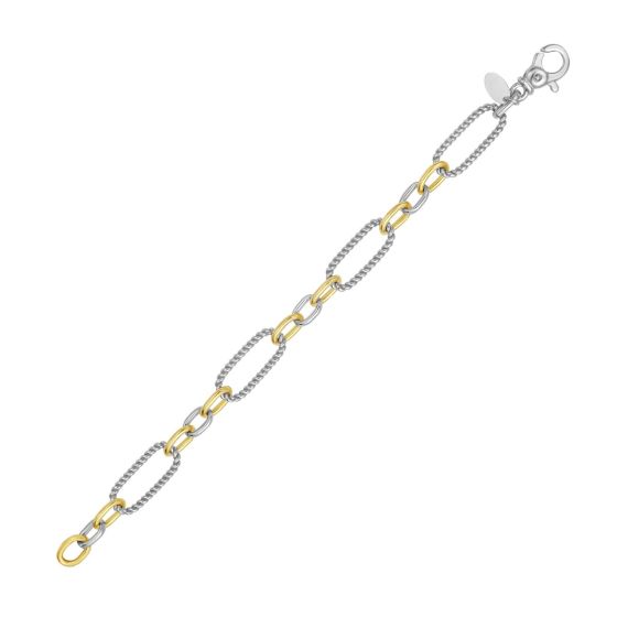 Silver & 18K Large Alternating Figaro Chain